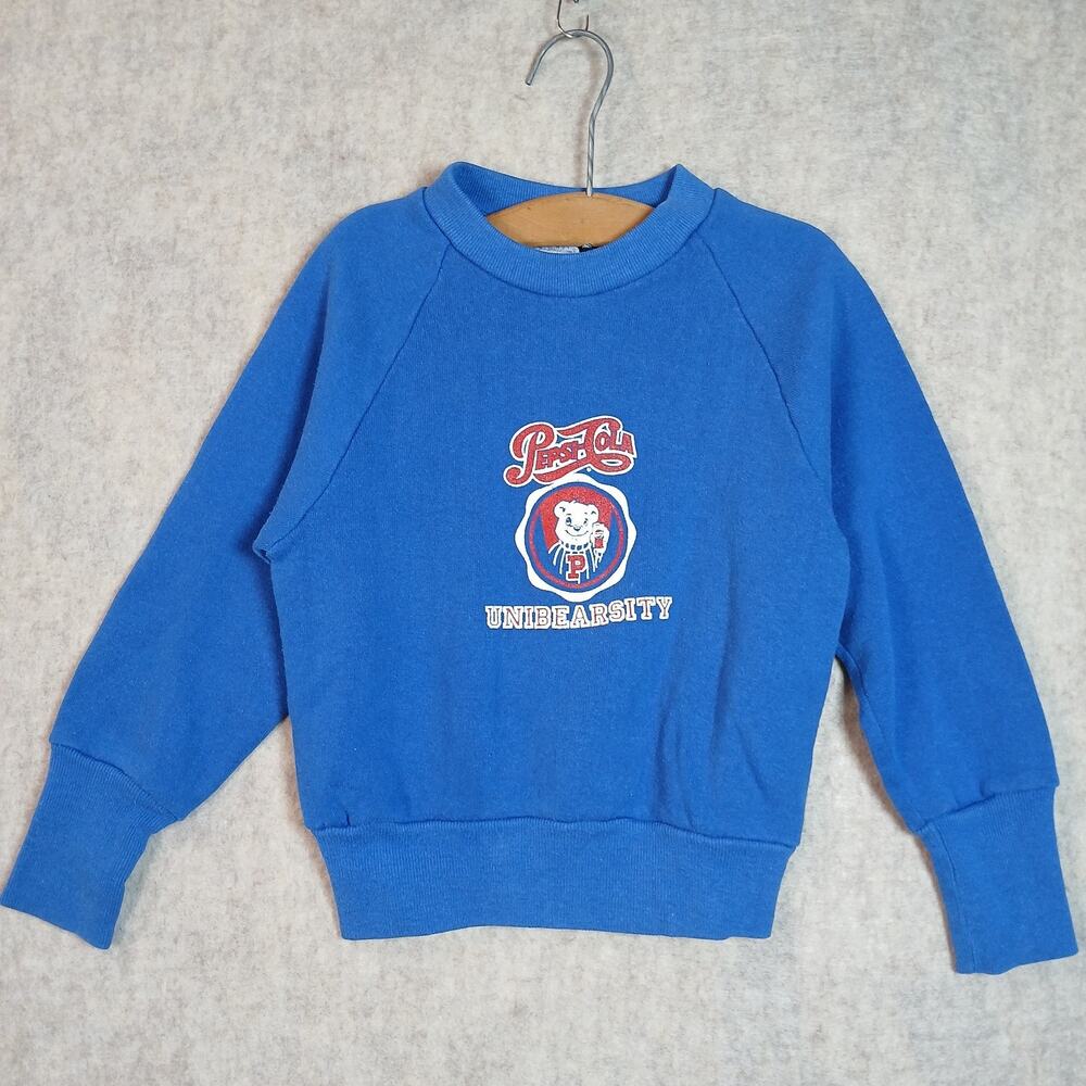 Vintage Pepsi Cola Unibearsity Sweatshirt 1990s Youth XS Healthknit RARE Design